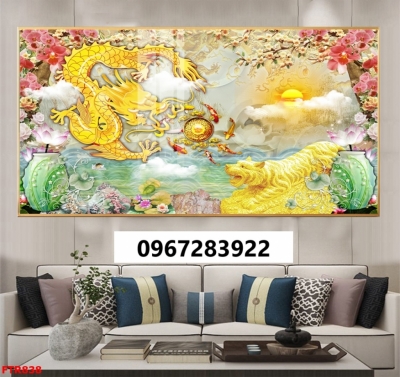 Tranh gạch 3d rồng phượng sang trọng