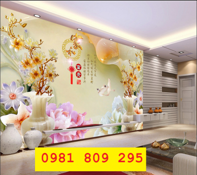 Tranh gạch 3d bình hoa , tranh gạch trang trí