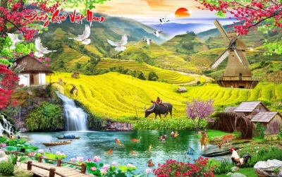 Tranh gạch men phong cảnh quê hương