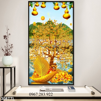 Tranh 3d gạch men trang trí- Tranh kim tiền 3d