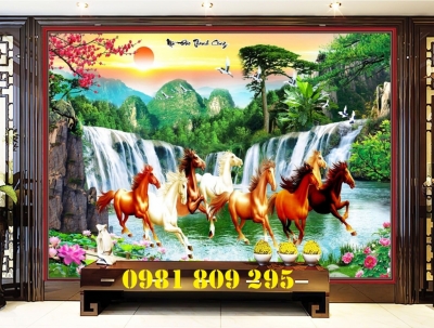 Tranh bát mã, gạch tranh phong thủy 3D