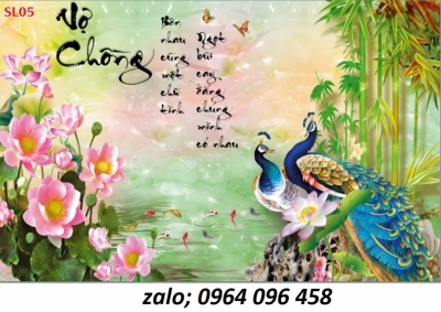 Tranh gạch 3d chim công phòng khách - TNB5