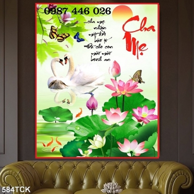 Gạch tranh hoa sen, tranh 3d HP97273