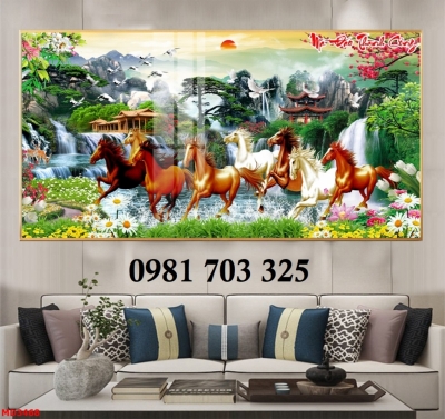 Gạch tranh phong thủy 3D bát mã