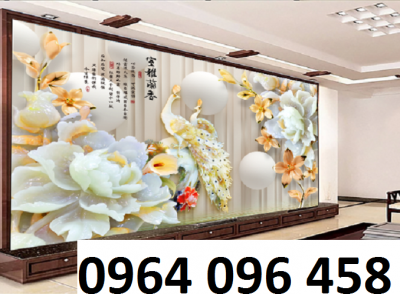 Tranh gạch ốp tường phong thủy phòng khách 3d - MDCX43