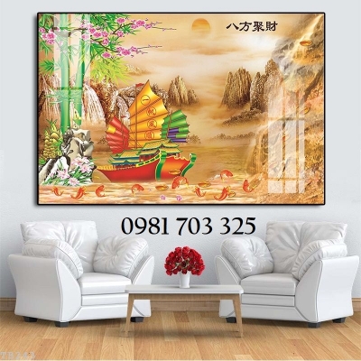 Tranh thuyền buồm, gạch tranh phong thủy 3D