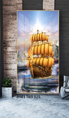 Tranh gạch thuyền buồm trang trí