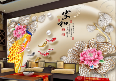 Gạch tranh ốp tường- tranh chim công