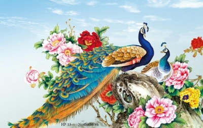 Tranh gạch- Tranh chim công