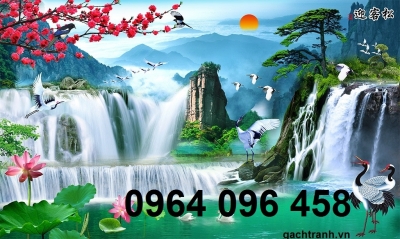 gạch tranh sơn thủy 3d