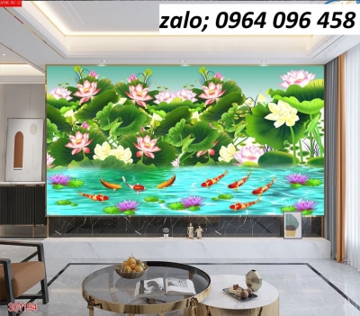 Tranh gạch 3d cá chép phong thủy - 32AK