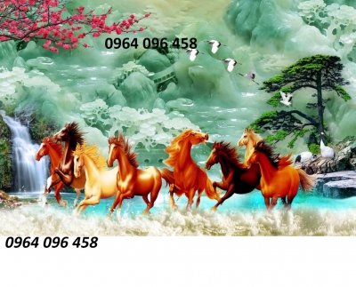 gạch tranh 3d con ngựa - CBB87