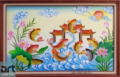 Tranh gạch 3d cá chép - gạch tranh 3d cá chép - HBV64