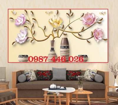 Gạch tranh bình hoa lục bình 3d đẹp HP9833