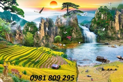 tranh 3d phong cảnh làng quê