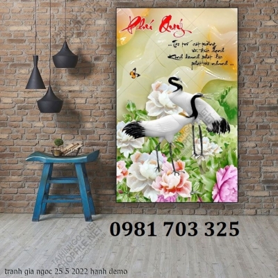 Tranh gạch men chim hạc phong thủy 3D