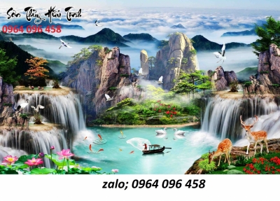Tranh gạch 3d phong cảnh sơn thủy hữu tình - MNN77