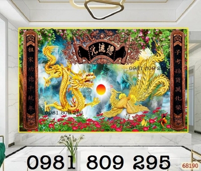 Tranh 3D rồng phượng, tranh gạch men phong thủy