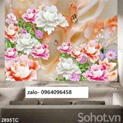 Tranh gạch 3d hoa mẫu đơn - XC33