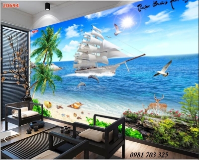 Tranh gạch men 3D thuận buồm xuôi gió