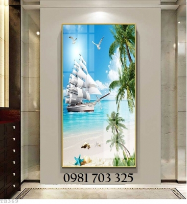 Tranh phong thủy thuyền buồm, gạch tranh