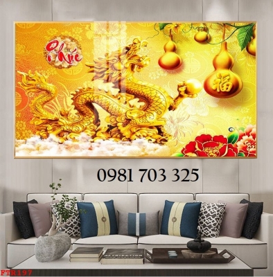 Tranh rồng phong thủy 3D, tranh gạch men ốp tường