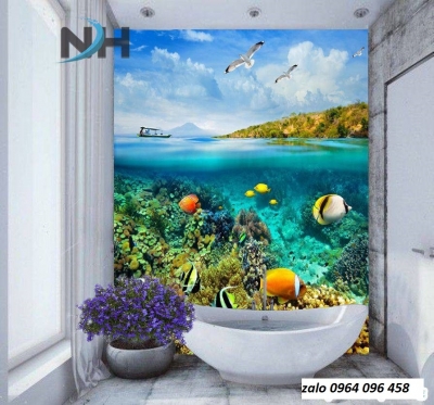 Tranh gạch 3d ốp tường phòng tắm - BVNN87