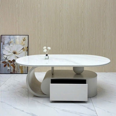 Bàn trà oval mặt đá HX59