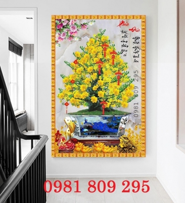 Gạch 3d hoa mai vàng