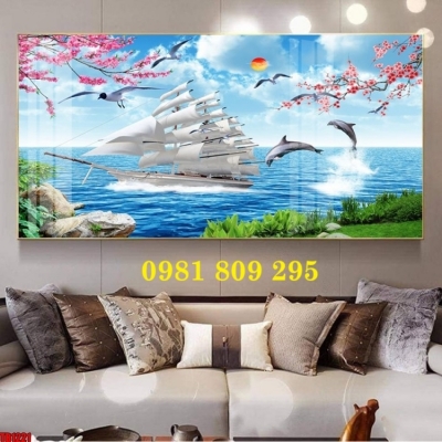 Tranh ốp tường , tranh gạch thuyền buồm