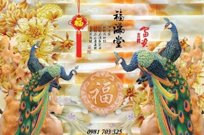 Tranh gạch chim công phong thủy