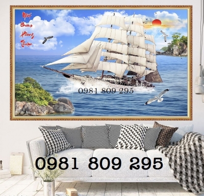 Gạch tranh - tranh thuyền buồm  3d  ốp tường