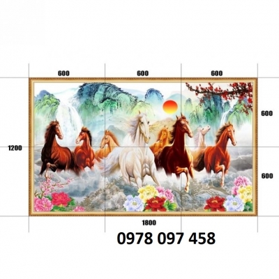 Gạch tranh 3d - tranh 8 chú ngựa