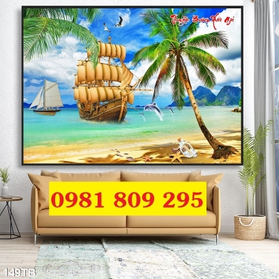 Tranh ốp tường , gạch tranh thuyền buồm 3d