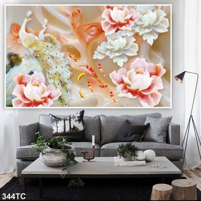 Tranh gạch men , gạch 3d trang trí chim công