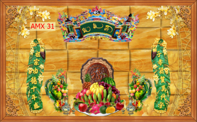 Tranh phòng thờ gia tiên - gạch tranh 3D