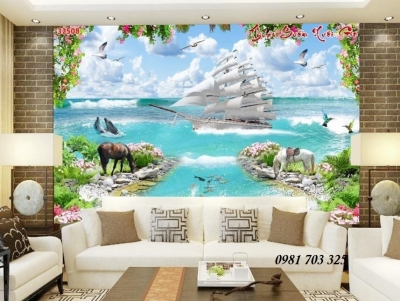 Tranh gạch 3D thuận buồm xuôi gió