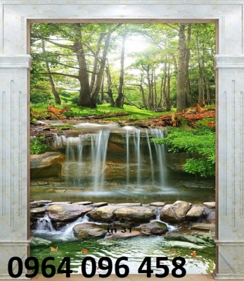 gạch tranh 3d thác nước thiên nhiên phong cảnh - SXX44