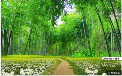 Gạch tranh vườn trúc ốp tường