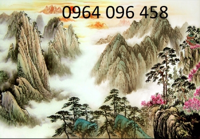 Tranh gạch 3d phong thủy mây núi - NMM90