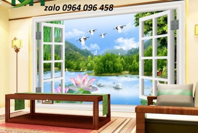 Gạch tranh 3d ốp tường hình cửa sổ - XCBN93