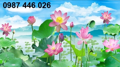 Tranh gạch men hoa sen 3d HP9834