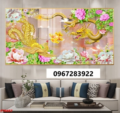 Tranh gạch 3d rồng phượng sang trọng
