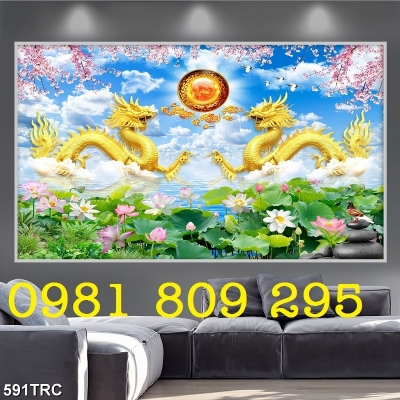 Tranh gạch ốp tường rồng phượng H97