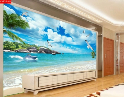 Tranh gạch 3d bờ biển cây dừa 655XP