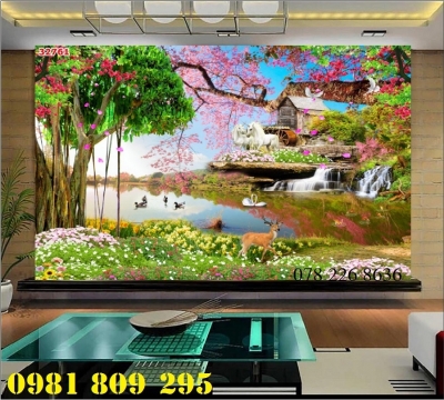 gạch tranh 3d - tranh trang trí 3d phong cảnh