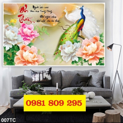 Gạch men con công 3d ốp tường