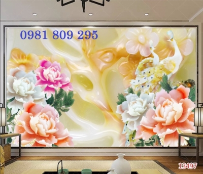 Gạch tranh trang trí phòng khách