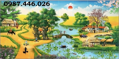 Gạch tranh phong cảnh làng quê HP9873