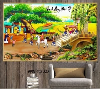 Tranh phong cảnh đồng quê ốp tường phòng khách